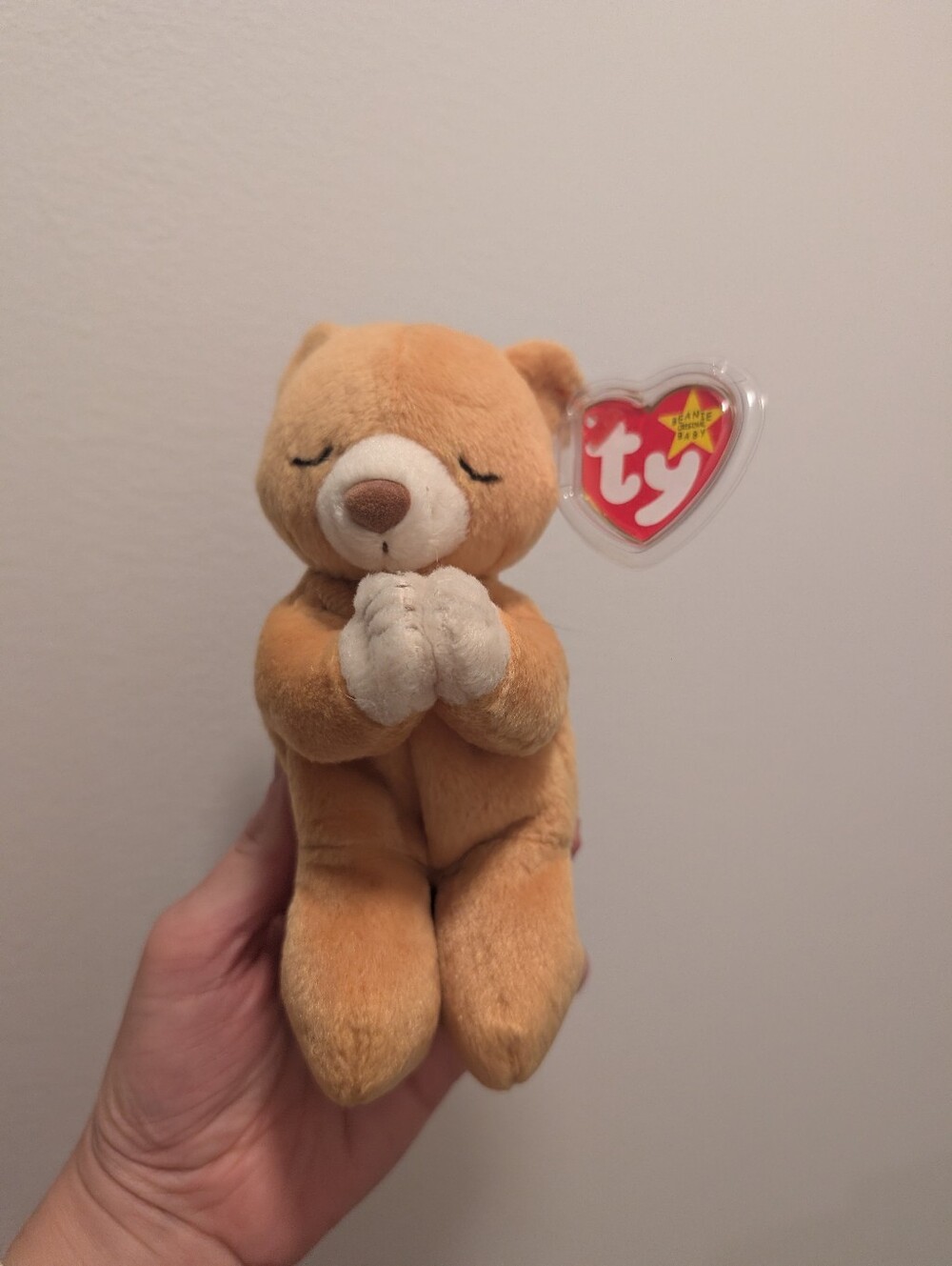"Hope" Ty Plush Praying Bear Beanie Baby Bundle- Tan and White